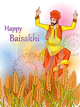 Greetings background for Punjabi New Year festival Vaisakhi celebrated in Punjab India