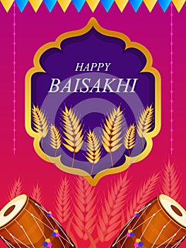 Greetings background for Punjabi New Year festival Vaisakhi celebrated in Punjab India