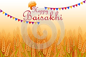 Greetings background for Punjabi New Year festival Vaisakhi celebrated in Punjab India