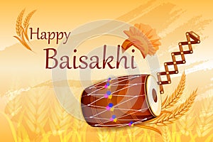 Greetings background for Punjabi New Year festival Vaisakhi celebrated in Punjab India