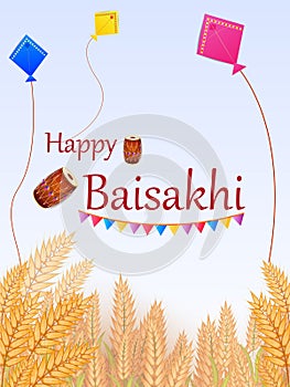 Greetings background for Punjabi New Year festival Vaisakhi celebrated in Punjab India