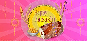 Greetings background for Punjabi New Year festival Vaisakhi celebrated in Punjab India