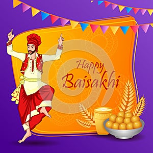 Greetings background for Punjabi New Year festival Vaisakhi celebrated in Punjab India