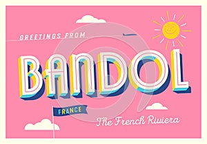 Greetings from Bandol, France Postcard