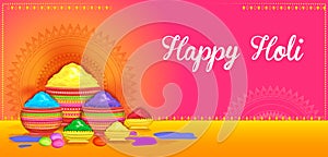 Greetings and banner template background for Festival of Colors, Happy Holi celebrated in India