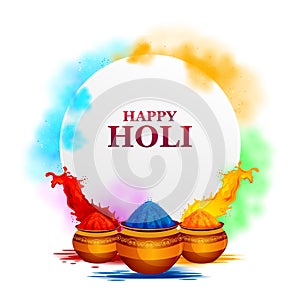 Greetings and banner template background for Festival of Colors, Happy Holi celebrated in India