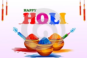 Greetings and banner template background for Festival of Colors, Happy Holi celebrated in India