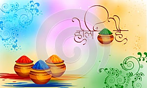 Greetings and banner template background for Festival of Colors, Happy Holi celebrated in India