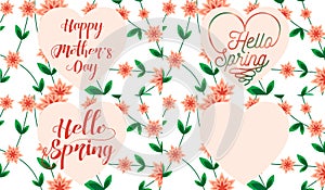 Greetings card for birthday, wedding, marriage, mum's day, mom's day, mother's day and love with leaf and flower