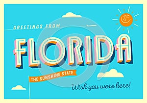 Greetings from Florida, USA - The Sunshine State - Touristic Postcard