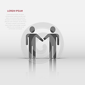 Greetings gesture icon in flat style. People handshake vector illustration on white isolated background. Hand shake business