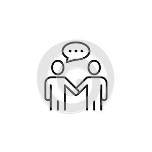 Greetings gesture icon in flat style. People handshake vector illustration on white isolated background. Hand shake business