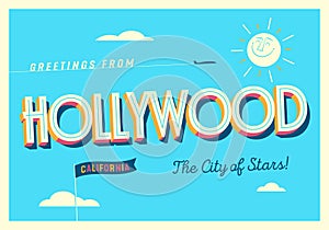 Greetings from Hollywood, California, USA - Touristic Postcard.