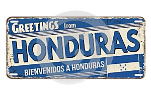 Greetings from Honduras vintage rusty metal plate
