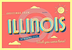 Greetings from Illinois, USA - Touristic Postcard.