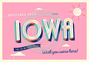 Greetings from Iowa, USA - Touristic Postcard.