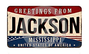 Greetings from Jackson vintage rusty metal sign