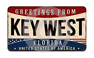 Greetings from Key West vintage rusty metal sign