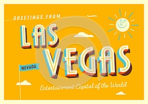 Greetings from Las Vegas, Nevada, USA - The silver State - Touristic Postcard - EPS 10.