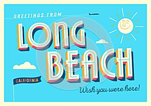 Greetings from Long Beach, California, USA - Touristic Postcard.