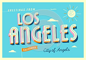 Greetings from Los Angeles, California, USA - City of Angels - Touristic Postcard