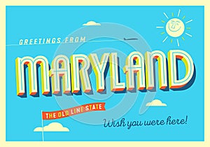 Greetings from Maryland, USA - Touristic Postcard.