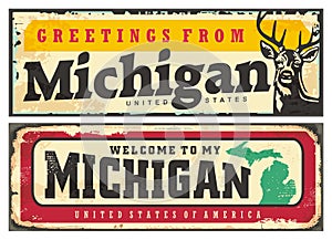 Greetings from Michigan vintage card souvenir