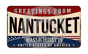 Greetings from Nantucket vintage rusty metal sign