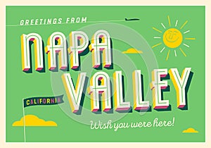 Greetings from Napa Valley, California, USA - Touristic Postcard.