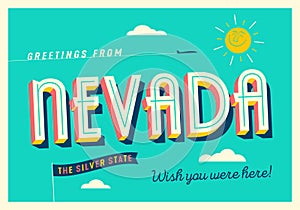 Greetings from Nevada, USA - Touristic Postcard.