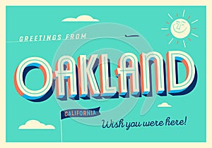 Greetings from Oakland, California, USA - Touristic Postcard.