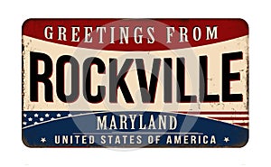 Greetings from Rockville vintage rusty metal sign