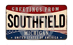 Greetings from Southfield vintage rusty metal sign