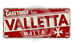 Greetings from Valleta vintage rusty metal plate photo