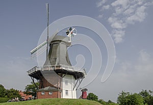 The Greetsiel twin mills are the landmark of Greetsiel, a district of KrummhÃ¶rn