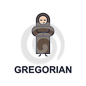 gregorian musician icon. Element of music style icon for mobile concept and web apps. Colored gregorian music style icon can be us photo