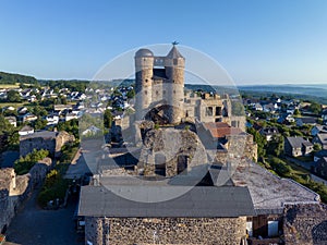 Greifenstein castle in Hesse, Germany. Aerial view