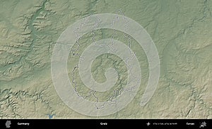 Greiz outlined, Germany. Physical