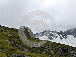 Greizer hut at Berlin high path, Zillertal Alps in Tyrol, Austria