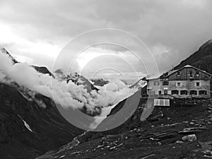 Greizer hut at Berlin high path, Zillertal Alps in Tyrol, Austria