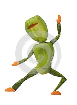 Gren vegetable ninja in funny pose