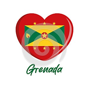 Flag of Grenada in heart shape icon vector