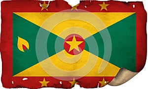 Grenada Flag On Old Paper