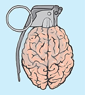 grenade brain vector illustration