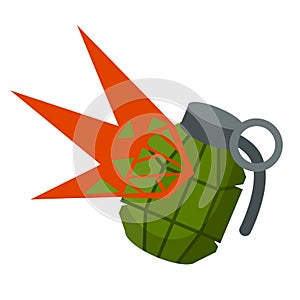 Grenade explosion. Vector Green bomb