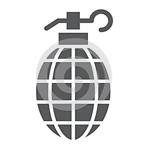 Grenade glyph icon, weapon and army, bomb sign, vector graphics, a solid pattern on a white background.