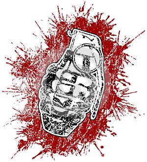 Grenade with splattered blood