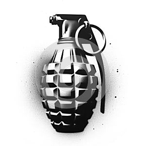 a grenade in stencil-art style,black and white