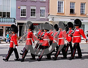 Grenadier Guards marching through Windsor