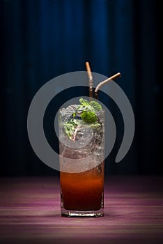 Grenadine mojito trendy modern cocktail drink